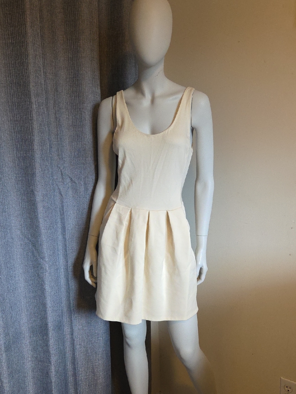 Wilfred Cream Scoop-Neck Pleated Mini Dress